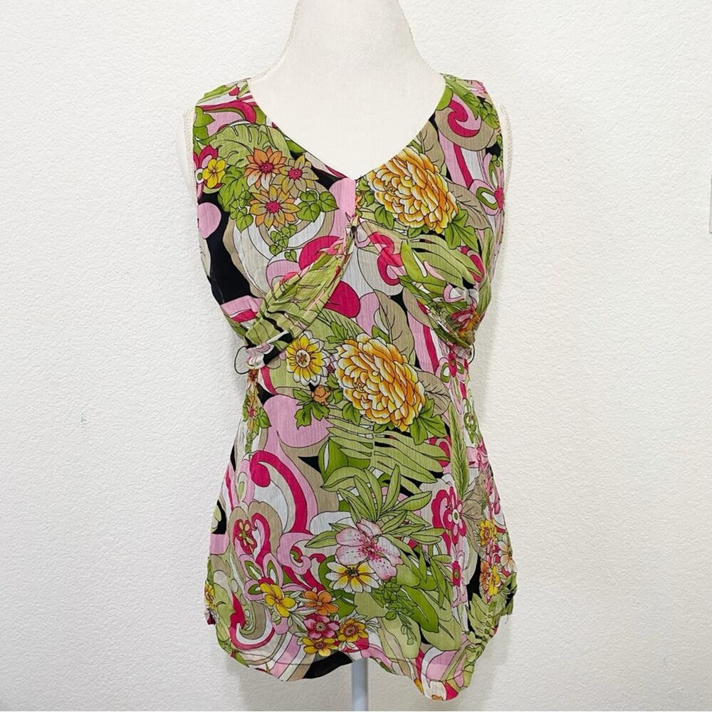 Tribal Multicolor Floral Sleeveless Blouse
